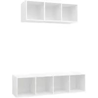 vidaXL 2-delige Tv-meubelset bewerkt hout wit