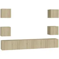 vidaXL 6-delige Tv-meubelset bewerkt hout sonoma eikenkleurig