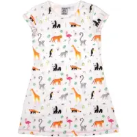 Nature Planet zacht nachthemd met Wilde dieren wildlife (100% Oeko-tex gecertificeerd maat 116-122 maat 6-7 jaar