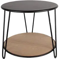 Clayre & Eef Bijzettafel Ø 50x45 cm Zwart Ijzer Hout Rond Zwart