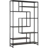 MUST Living Bookrack Harmony,190x120x35 cm, black powder coated frame with carlitto charcoal recycled leather (190x120x35 cm)