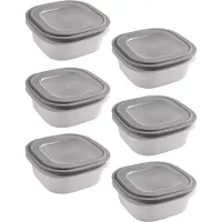 Sunware Sigma home vershoudbakjes 1.3L - Set van 6 - 18x18x7.2 cm - Grijs