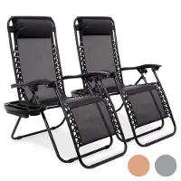LifeGoods Set van 2 Ligstoelen – Verstelbaar – max. 150 kg – 162 x 64 x 110 cm – Zwart
