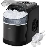 Kitchenbrothers IJsblokjesmachine - 1.6L - 8 min. - 12kg/24u - Zelfreinigingsfunctie - IJsblokmaker met IJsschep - RVS