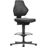 BIMOS Werkdraaistoel | vloerglijders + voetring | kunstleer kussen zwart | 570-850 mm | 1 stuk - 9071-0551 9071-0551