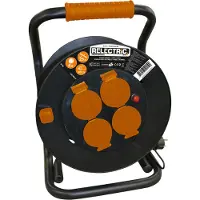 Relectric Kabelhaspel 25m – 4 stopcontacten – 3600W - Met oprolknop - Randaarde - IP44 - geschikt voor buitengebruik