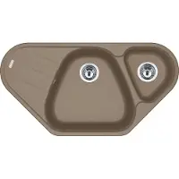 Franke spoelbak ANTEA AZG 661-96 E in de kleur CASHMERE, met excentrisch bedieningsknop, chromen draaiknop, uitsparing volgens sjabloon, granieten spoelbak