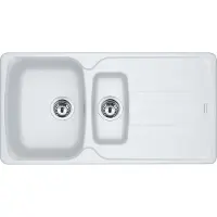 Franke spoel ANTEA AZG 651-97 in de kleur GLACIER, met excenteraansluiting, draaiknop in chroom / uitsparing 950 x 480 mm, R27 / granieten spoel