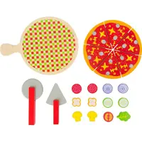 Small Foot - Houten Snij- en Speeleten Pizza Set, 21dlg.