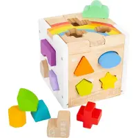 Small Foot - Houten Vormenstoof Kubus Regenboog,
