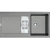 Franke spoelbak MARIS MRG 651 in steingrijs, met drukknopafvoer en afdruiprek / Uitsparing: 950 x 480 mm