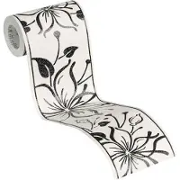 A.S. Création GRAFISCHE BLOEMEN BEHANGRAND - Metallic Zwart Wit - AS Creation Only Borders