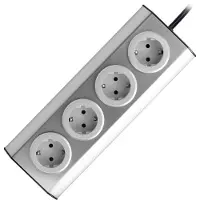 ORNO stekkerdoos - Verdeeldoos 4-voudig - Hoekstopcontact beveiliging met randaarde - Verdeelstekker met 1.5 meter kabel - Zilver