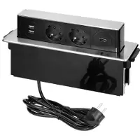 ORNO Pop-up Stekkerdoos met usb - Inbouw verdeelstekker met HDMI 2.0 - Stekkerblok met 2 stopcontacten - RVS/Zwart