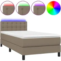 vidaXL Boxspring met matras en LED stof taupe 80x200 cm