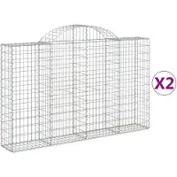 vidaXL Schanskorven 2 st gewelfd 200x30x120/140 cm ijzer