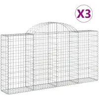 vidaXL Schanskorven 3 st gewelfd 200x30x100/120 cm ijzer