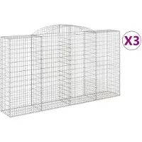 vidaXL Schanskorven 3 st gewelfd 300x50x160/180 cm ijzer