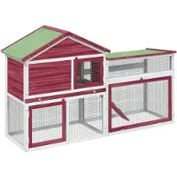 vidaXL Konijnenhok 185,5x60,5x109,5 cm massief grenenhout rood