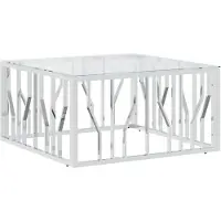 vidaXL Salontafel 80x80x40 cm roestvrij staal en glas