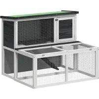 vidaXL Konijnenhok 102x90x84,5 cm massief grenenhout grijs