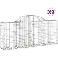 vidaXL Schanskorven 9 st gewelfd 200x30x80/100 cm gegalvaniseerd ijzer