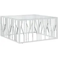 Super Merchant Salontafel 100x100x50 cm roestvrij staal en glas