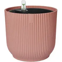 Elho Vibes Fold Rond 22 met Self-Watering Insert - Bloempot met Watermeter - 100% Gerecycled Plastic - Ø 22 x H 20.2 cm - Delicaat roze