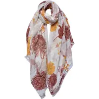 Juleeze Sjaal Dames Print 90x180 cm Rood Geel Synthetisch Bloemen