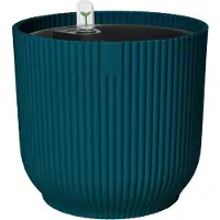 Elho Vibes Fold Rond 22 met Self-Watering Insert - Bloempot met Watermeter - 100% Gerecycled Plastic - Ø 22 x H 20.2 cm - Diepblauw