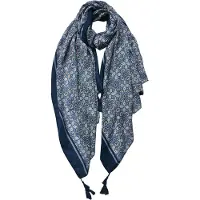 Juleeze Sjaal Dames Print 90x180 cm Blauw Beige Synthetisch