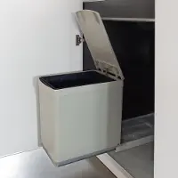 Emuca Inbouw Prullenbak - 16 L – Afvalemmer – Afvalbak Afvalscheiding – Geschikt vanaf deurbreedte 26 cm, Inbouwdiepte 40 cm & kasthoogte 56 cm – Grijs