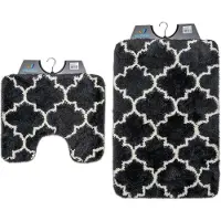 Wicotex - Badmat set met Toiletmat - WC mat met uitsparing Marseille Antraciet -Antislip onderkant