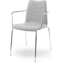Workliving Verona Eetkamerstoel / Vergaderstoel met Armleuning - Lichtgrijs Wolvilt - Chroom onderstel