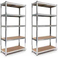 BRASQ Stellingkast - Set van 2 - Metalen Opbergrek - voorraadkast - wandkast - Magazijnstelling 180x90x40 - 5 lagen - 175 KG per plank - max 875 KG