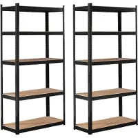 BRASQ Stellingkast Zwart Set van 2 - Metalen Opbergrek - voorraadkast - wandkast - Magazijnstelling 180x90x40 - 5 lagen - 175 KG per plank - max 875 KG