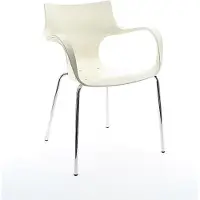 Workliving Stapelbare Stoel Jim - Vanille Aluminium Onderstel