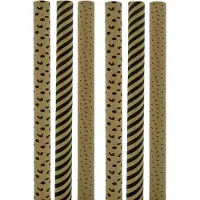 Benza Eco Kraft Extra Sterk Geschenkpapier Cadeaupapier – Bruin en Zwart – 70 cm x 2 meter - 6 Rollen