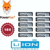 Powerfox 10x 18650 Lithium batterij 3,7V 6800mAh oplaadbare batterij zwart
