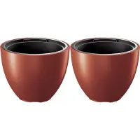 Prosperplast Plantenpot/bloempot Sevilla - 2x - buiten/binnen - kunststof - koper - D30 x H23 cm - met binnenpot
