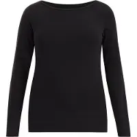We fashion - Dames T-shirt met boothals- Curve - Zwart - Katoen - Plus Size Maat: 46