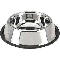 Tom Dogs Collection hondenvoer- en drinkbak Ema 25 x 5,5 cm RVS zilver/zwart