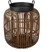 Clayre & Eef Bijzettafel Ø 51x60 cm Bruin Rotan Ijzer Rond Bruin