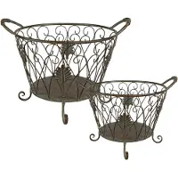 Clayre & Eef Opbergmand set van 2 Ø 41 cm bruin ijzer mand