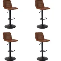 Bronx71 Industriële Barkruk Boston leer cognac 60 - 76 cm - draaibaar - Barkrukken set van 4.
