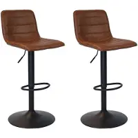 Bronx71 Industriële Barkruk Boston leer cognac 60 - 76 cm - draaibaar - Barkrukken set van 2.