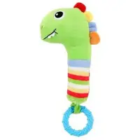 Toi-Toys bijtring en rammelaar Dino 26 cm katoen groen/blauw