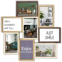 HAES deco - Houten Multi Fotolijst / Galerie Alvesta in bruin tinten voor 8 foto's 10x15 (formaat 44 x 44 cm) - MP160