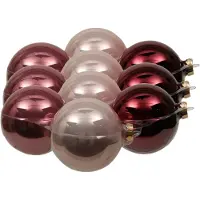 Othmar decorations 12x stuks kerstversiering kerstballen roze tinten van glas - 10 cm - mat/glans - Kerstboomversiering