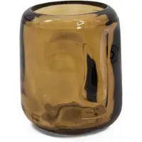 Kolony Waxinelichthouder Gezicht Glas Kaarshouder Theelichthouder - Roestkleur - Bruin - 7,4 x 7,4 x 8,3cm -